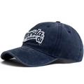 Vintage navy washed cotton baseball cap with Florida original 01 embroidery patch - Adjustable / Navy Blue
