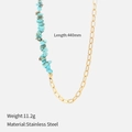 Detail van boheemse turquoise ketting met specificaties van lengte en het gewicht - Turkoois