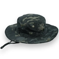 Dark jungle camo outdoor boonie hat with wide brim and adjustable chin strap - One Size / Dark Grey Camouflage (104g)