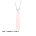 Collana con pendente a prisma esagonale in cristallo rosa e catena argento 3.2x0.8cm - Pietra Piccola (3.2x0.8cm) / Quarzo Rosa Piccolo