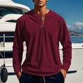 Dettaglio ravvicinato della trama della maglia Henley bordeaux slim fit e del colletto - S / Borgogna