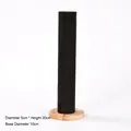 Black velvet cylinder jewelry stand with 10cm wooden base for bracelets and scrunchies - Diameter 5cm*Height 30cm/Base 10cm / Black Velvet