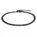 Sottile bracciale a catena cubana nera in acciaio inossidabile con chiusura a moschettone - 3.5mm / Nero