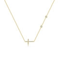 Collana in argento S925 placcata oro 18K con ciondolo a croce e accenti in zircone - Argento 925 / Oro 18K