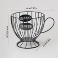 Cesto organizer per capsule di caffè in metallo nero con manico e insegna - Stile Tazza Larga / Nero