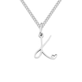 Elegant silver stainless steel Cuban link necklace with a cursive letter K heart pendant - Letter K / Steel