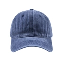 Détail de la casquette de baseball en coton délavé bleu foncé avec texture vintage - Casquette De Baseball Bleu Marine / Lettre I