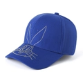 Royal blue baseball cap for women with silver rhinestone rabbit design on cotton fabric - Sapphire Blue