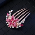 Elegante pettine per capelli a fiore in oro rosa con strass rosa per chignon - Stile Fiore Rosa in Oro Rosa 4