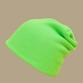 Detailed close-up showing the fine knit texture and neon green fabric of the casual beanie - Fluorescent Green