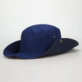 Detail view of navy blue canvas sun hat with metal side snaps for adjustable brim style - M (56-58cm) / Navy Blue