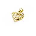 Close-up of golden heart pendant with hollow design and zircon-encrusted letter U - Letter U