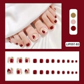 Press-on toenails in burgundy and pink with gold foil details model JJP097-B3 - JJP097-B3 Wine Red Smudge with Gold Foil