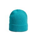 Detail of ribbed knit texture on a teal blue beanie cap for winter warmth - M (56-58cm) / Teal