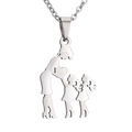 Collier en acier inoxydable argenté avec pendentif mère et deux filles pour la fête des mères - Maman + 2 Filles / Argent