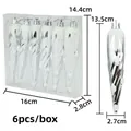 Set of 6 silver spiral icicle Christmas ornaments with white glitter top decoration - Silver