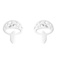 Polished silver mushroom stud earrings made of durable stainless steel in pairs - 431 Mushroom / Steel