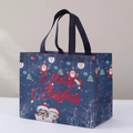 Dark blue Christmas non-woven tote bag with Merry Christmas text and snowman print - Christmas Style 5