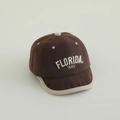 Baby-Baseballkappe aus Cord in Braun und Beige mit Florida-Stickerei für Kleinkinder - FLOR Buchstaben / Kaffeebraun