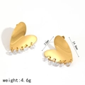 Orecchini a cuore dorati con cinque cristalli scintillanti in acciaio inox lucido - Orecchini a Cuore Dorati con Nappa in Zirconia (TE60272-G)