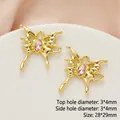 Pink rhinestone butterfly pendant in gold alloy for DIY jewelry 28x29mm - 890-4# Gold - Pink Zirconia