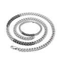 Three-piece mixed silver and black Cuban link chain set with lobster clasp for unisex wear - Two-Tone Black Set