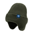 Bonnet à rabats vert foncé en tricot avec logo flocon de neige pour le froid hiver - Vert