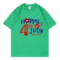Green Independence Day heart T-shirt in cotton with Fourth of July print on white background - Green 318 / XS