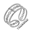 Detail shot showing 304 stainless steel triple-layer ring with 0.7cm width dimensions - Silver (Steel Color)