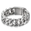 Robustes Silber-Stahlpanzerarmband mit eingravierter Edelstahl 316L-Faltschließe - Teilmattierter Stil (KB85648-K)