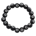 Elastic beaded bracelet with black billiard 8-ball charms in a retro street style - Infinity Bracelet