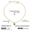 Gold stainless steel necklace with green enamel ring pendant and size specifications - Green Enamel Green Round Pendant (JDN0312001-8)