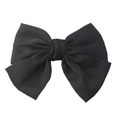 Elegant oversized black satin bow hair clip with classic double-wing design for women - Premium Satin - Black
