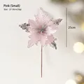 Pink 25cm artificial Christmas poinsettia flower with silver sequins for tree decor - Small (25x30cm) / Pink