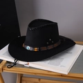 Black western cowboy hat with turquoise beads and wide brim for stylish sun protection - Black