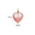 Pendente a cuore in pietra rosa con anello dorato 13mm per creazione gioielli - Quarzo rosa