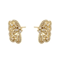 Exquisite gold-plated copper butterfly stud earrings with sparkling white cubic zirconia - Hollow Zirconia Butterfly (VE1419) / Gold