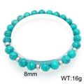 Bracciale di perle turchesi da 8mm con distanziali argento e venature naturali - Stile Texture Turchese Blu-Verde (KB205849-Z)