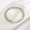 Pulsera de cadena de eslabones plateada con cierre de langosta para hombre y mujer - Oro blanco