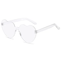 Frameless heart-shaped rimless sunglasses in clear jelly style from a 3/4 front view - Clear