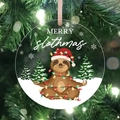 Merry Slothmas acrylic Christmas ornament with meditating sloth on tree branch - Merry Slothmas V2