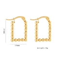 Golden geometric rectangle earrings with beaded design, 21mm height and 14mm width - Rectangle Small (HXS-B1037) / Gold