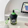 Borraccia portatile in plastica con tappo a cartone animato verde e filtro per tè - 550ml / Nero