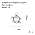 Rhodium-plated heart planet charm with zircons for DIY jewelry making, 12x10mm size - Silver Heart Planet B-1 (White)