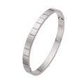 Silver stainless steel ice cube pattern bangle featuring a square block geometric design - Steel