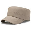 Classic khaki cotton flat top cadet cap featuring reinforced stitching and premium twill - Adjustable / Khaki