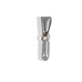 Silver stainless steel bubble letter pendant connector clip on a plain white background - I-Steel