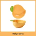 Ceramic mango shaped bowl for small pets with smooth orange glaze and leaf handle - Mango Small Bowl
