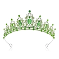 Detailaufnahme der silbernen Braut-Tiara mit smaragdgrünen Kristallen und Blumendesign - Silber Ganz Grün