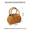 Handgefertigter Picknickkorb aus natürlichem Rattan mit zwei Griffen und runder Form - Handtasche Großer Bauch Sternenhimmel